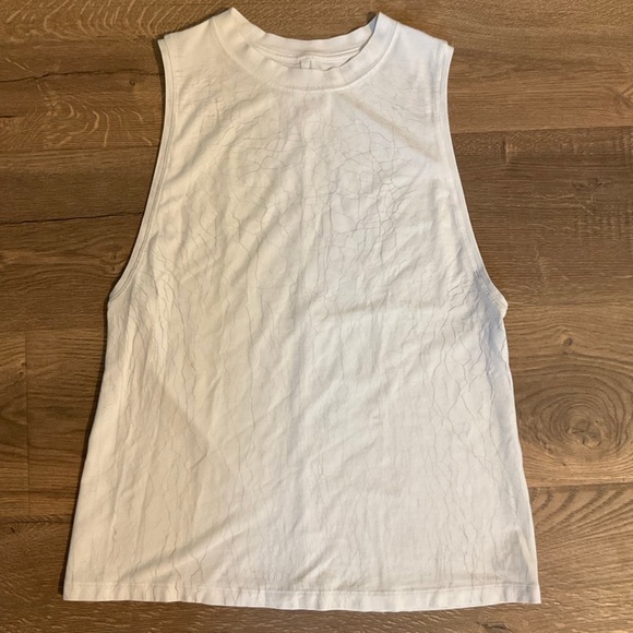 Lululemon All Yours white crackle print crew neck tank, 4 - Picture 1 of 6